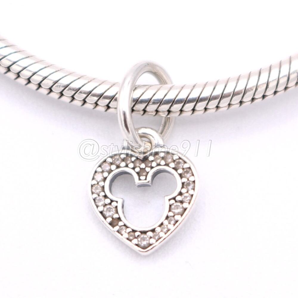 Authentic Pandora Disney Mickey Silhouette Heart Pendant - 791557CZ